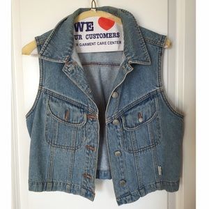 Cropped jean vest